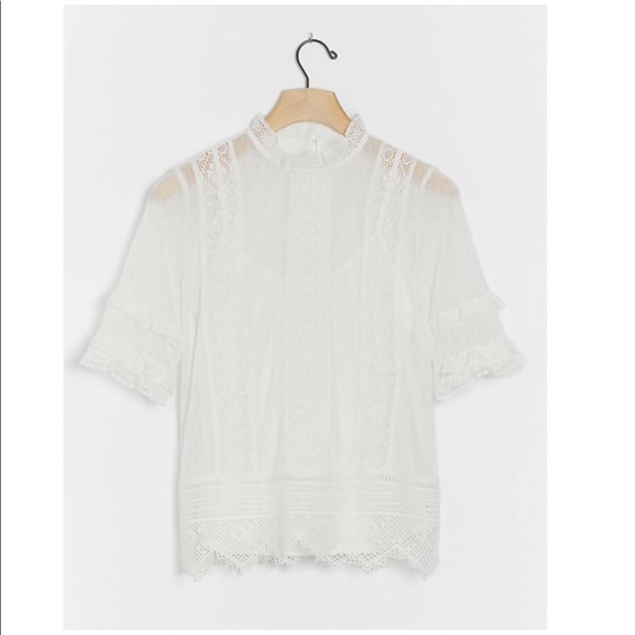 Anthropologie-Mattie Lace Embroidered Ruffled Top - Picture 15 of 15